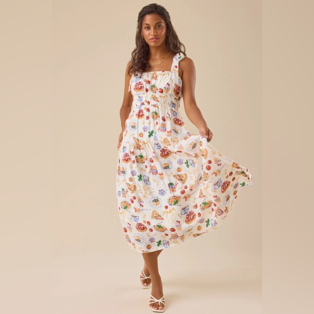 Altar'd State White Food Midi Dress